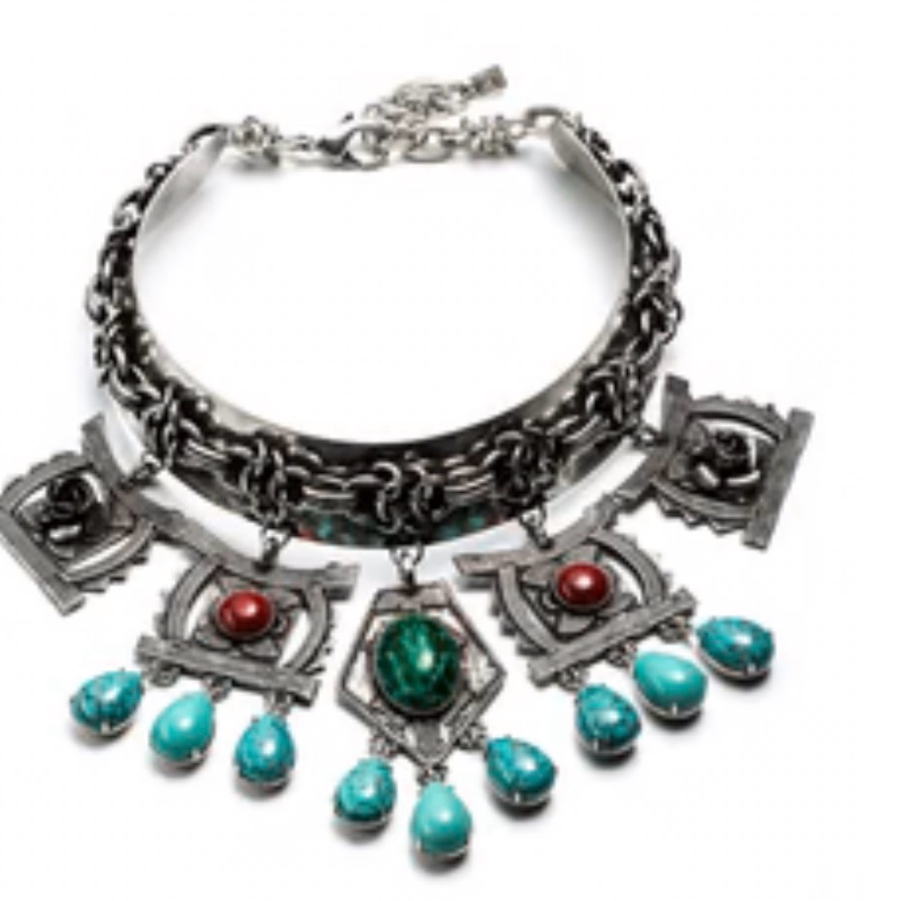 DANNIJO Silver and Turquoise Alexandria Necklace